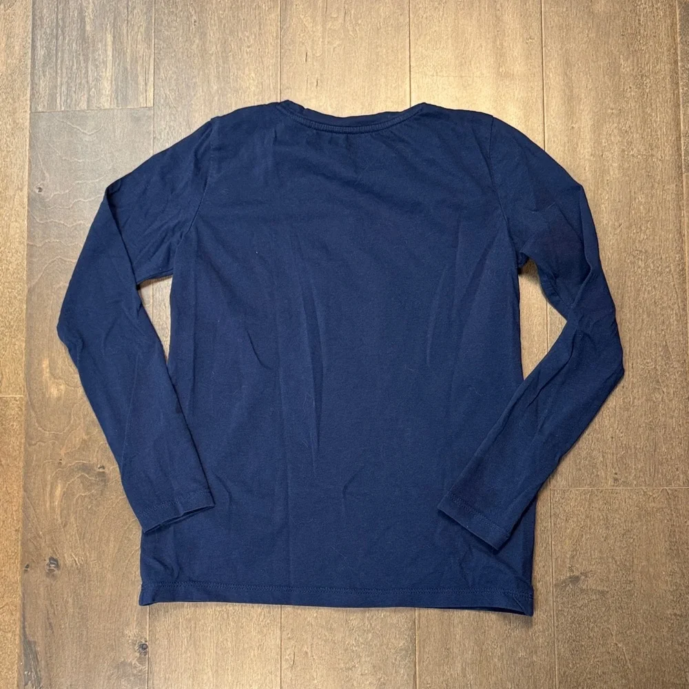 J.Crew Crewcuts Girls M 8-9 Navy Sequin Candy Cane Christmas Holiday Shirt